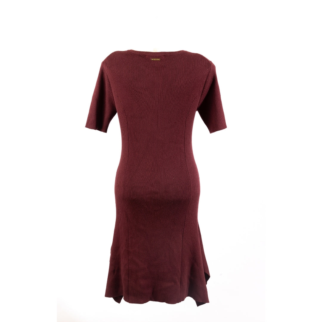 Michael Kors Ribbed Stretch Knit Button Midi Dress