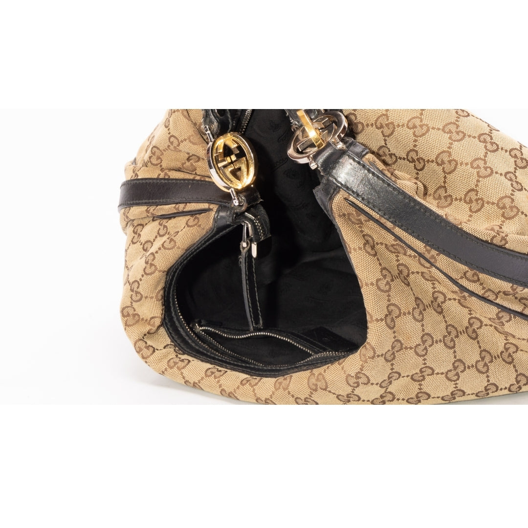 Gucci GG Canvas and Leather Large GG Twins Hobo