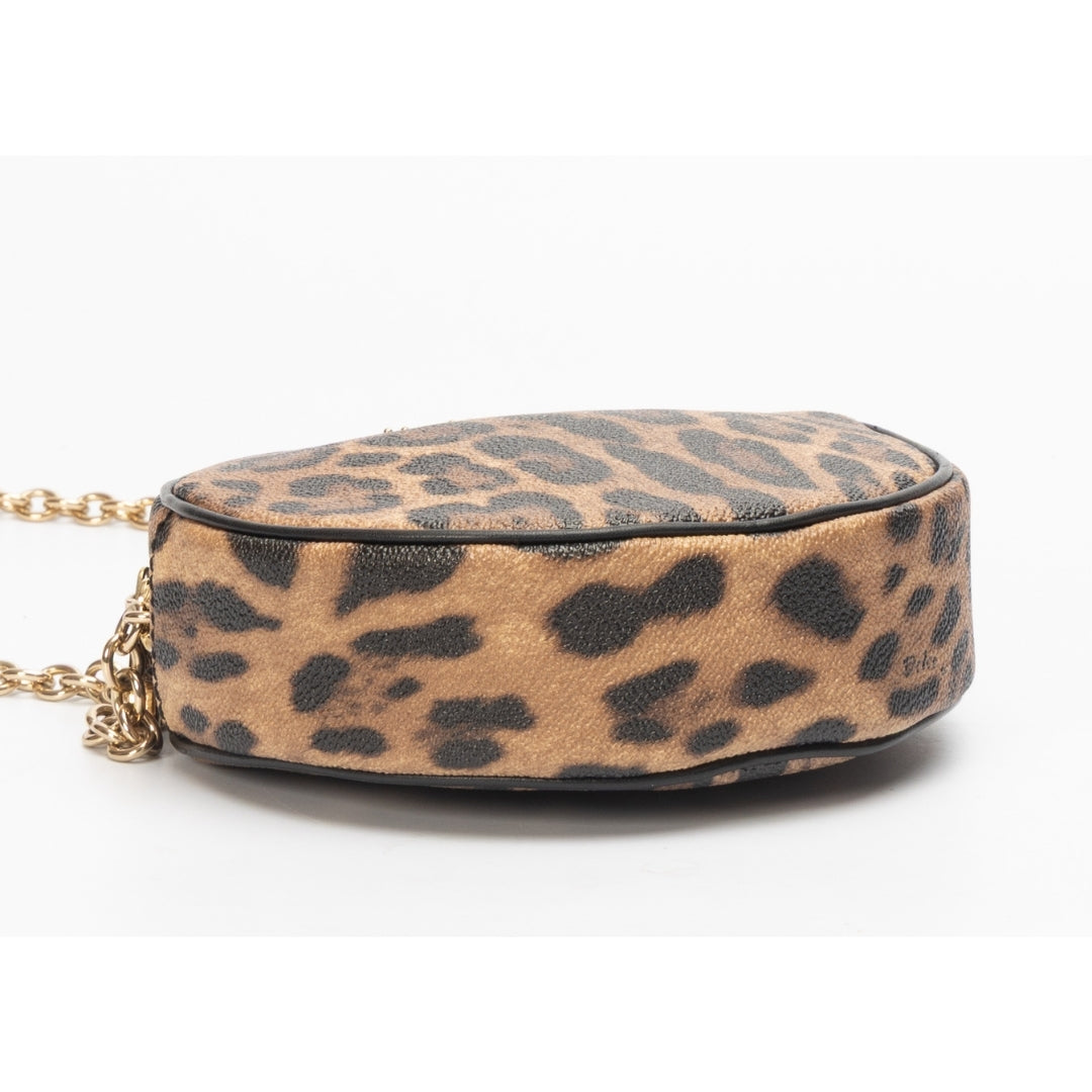 Dolce & Gabbana Leopard Print Coated Canvas Round Crossbody Bag