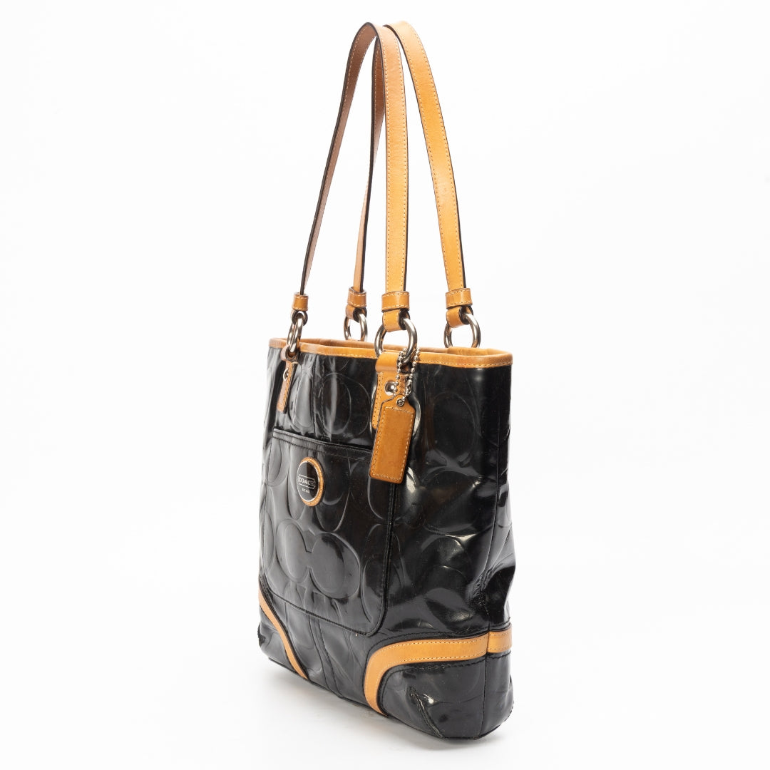 Coach Black Patent Leather Peyton Tote