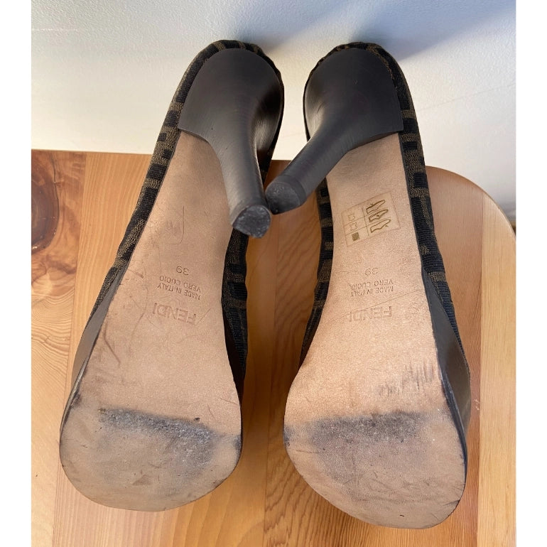 Fendi Decollete’ Zucca Jacquard Platform Heels