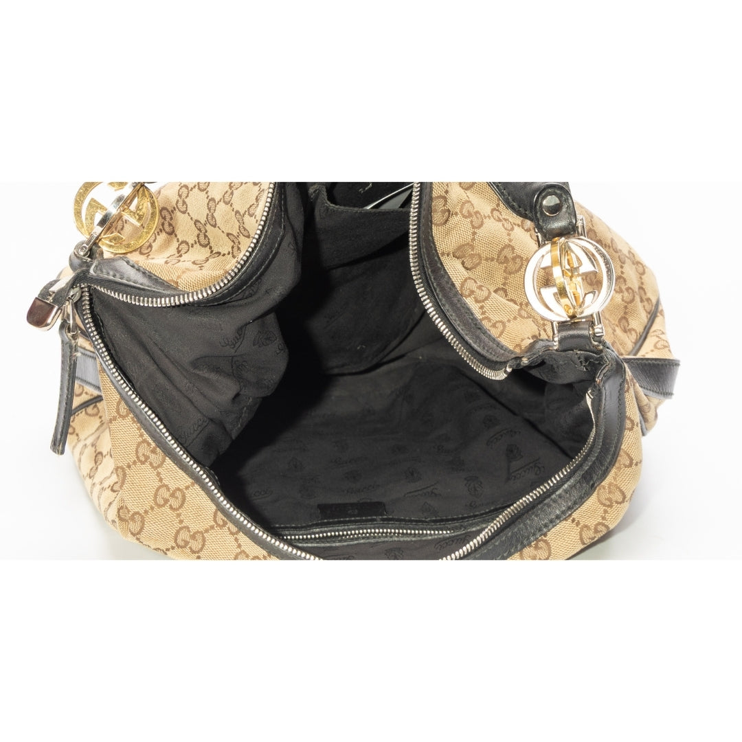 Gucci GG Canvas and Leather Large GG Twins Hobo