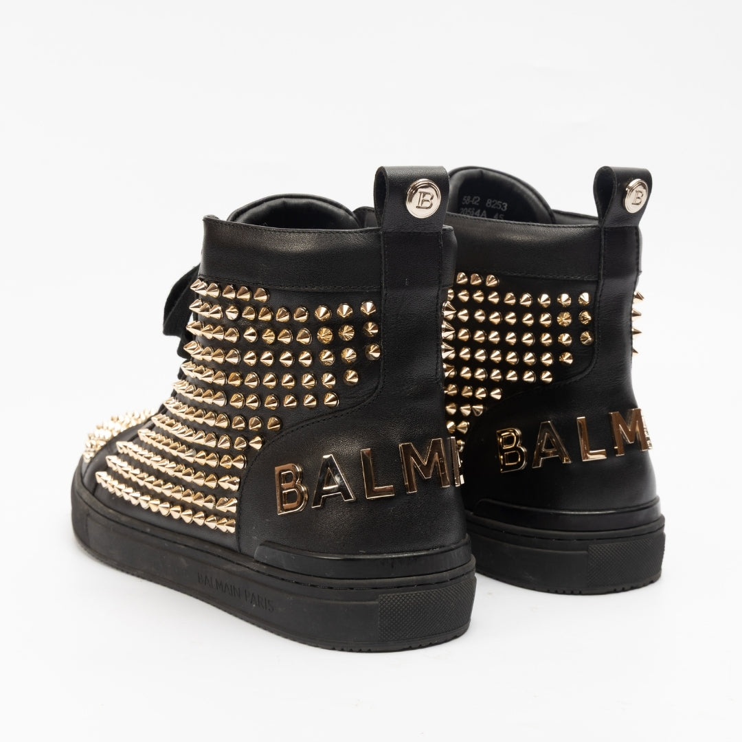 Balmain Leather Studded Accents Sneakers