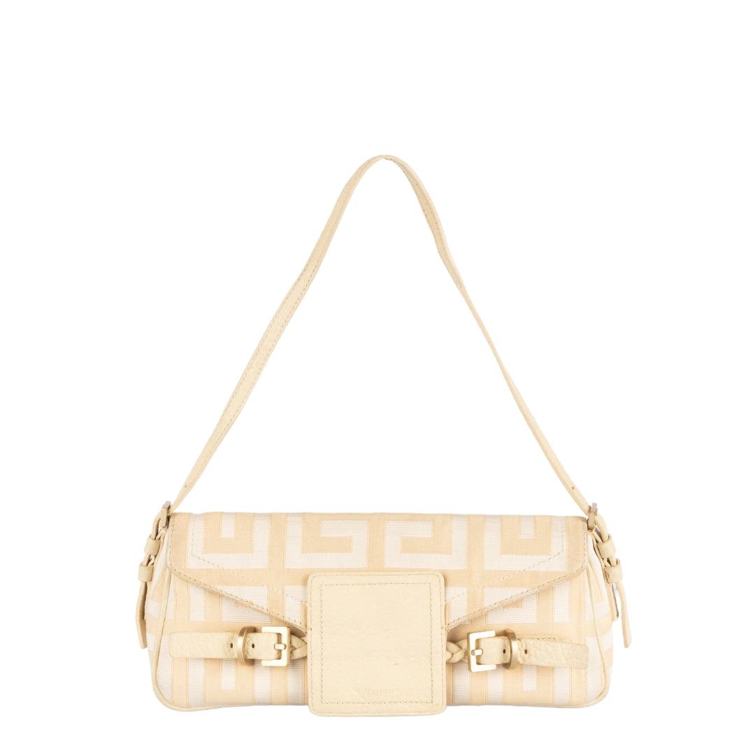 Givenchy Beige Monogram Canvas and Leather Flap Baguette Bag