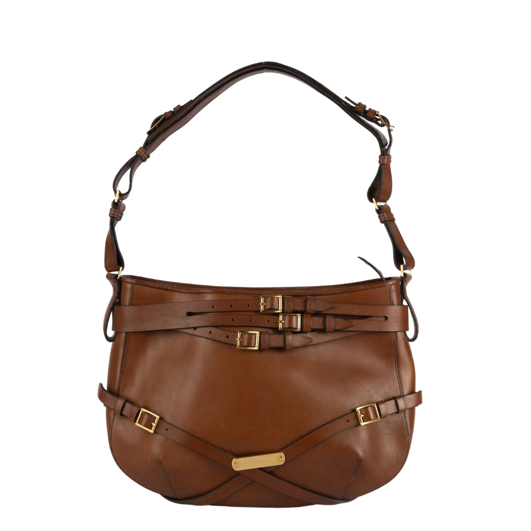 Burberry Brown Leather Small Bridle Dutton Hobo Bag