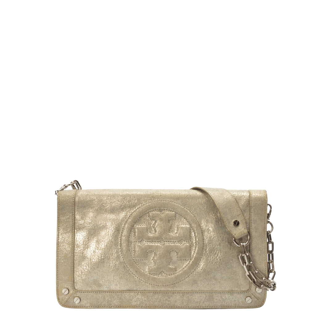 Tory Burch Metallic Gold Reva Shoulder Bag
