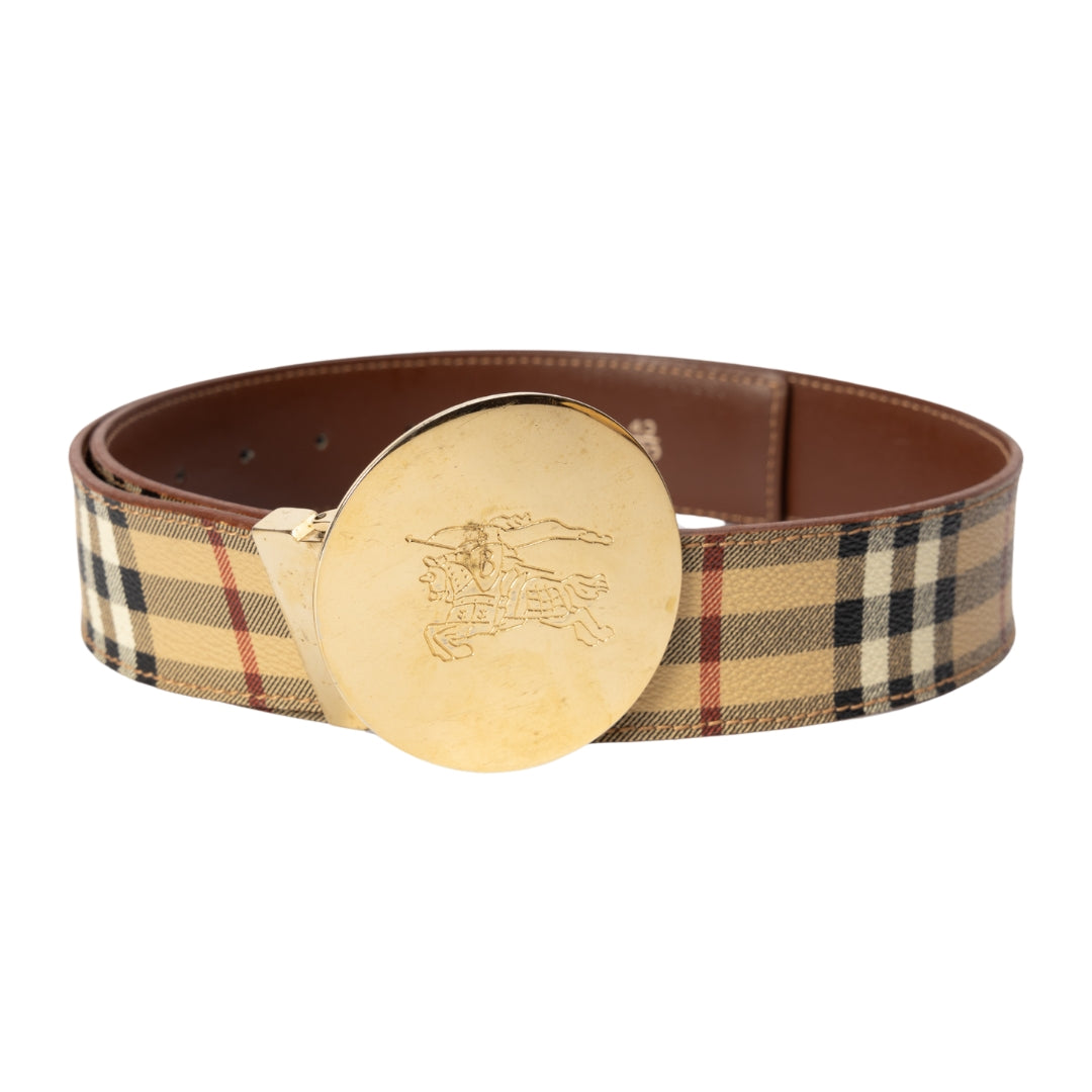 Burberry Beige Haymarket Check Coated Canvas Belt