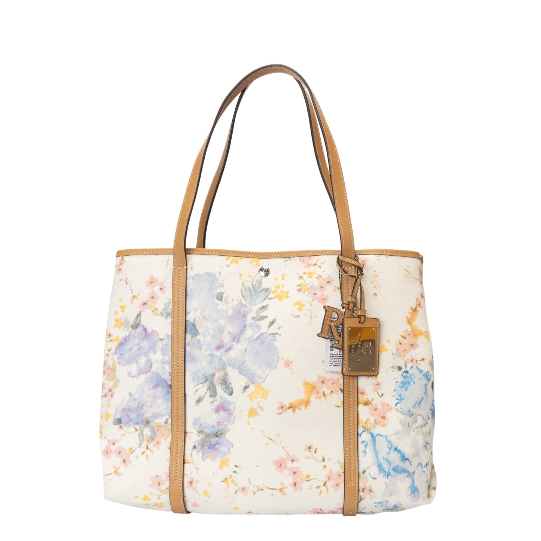 Ralph Lauren Cream Floral Canvas Large Emerie Tote