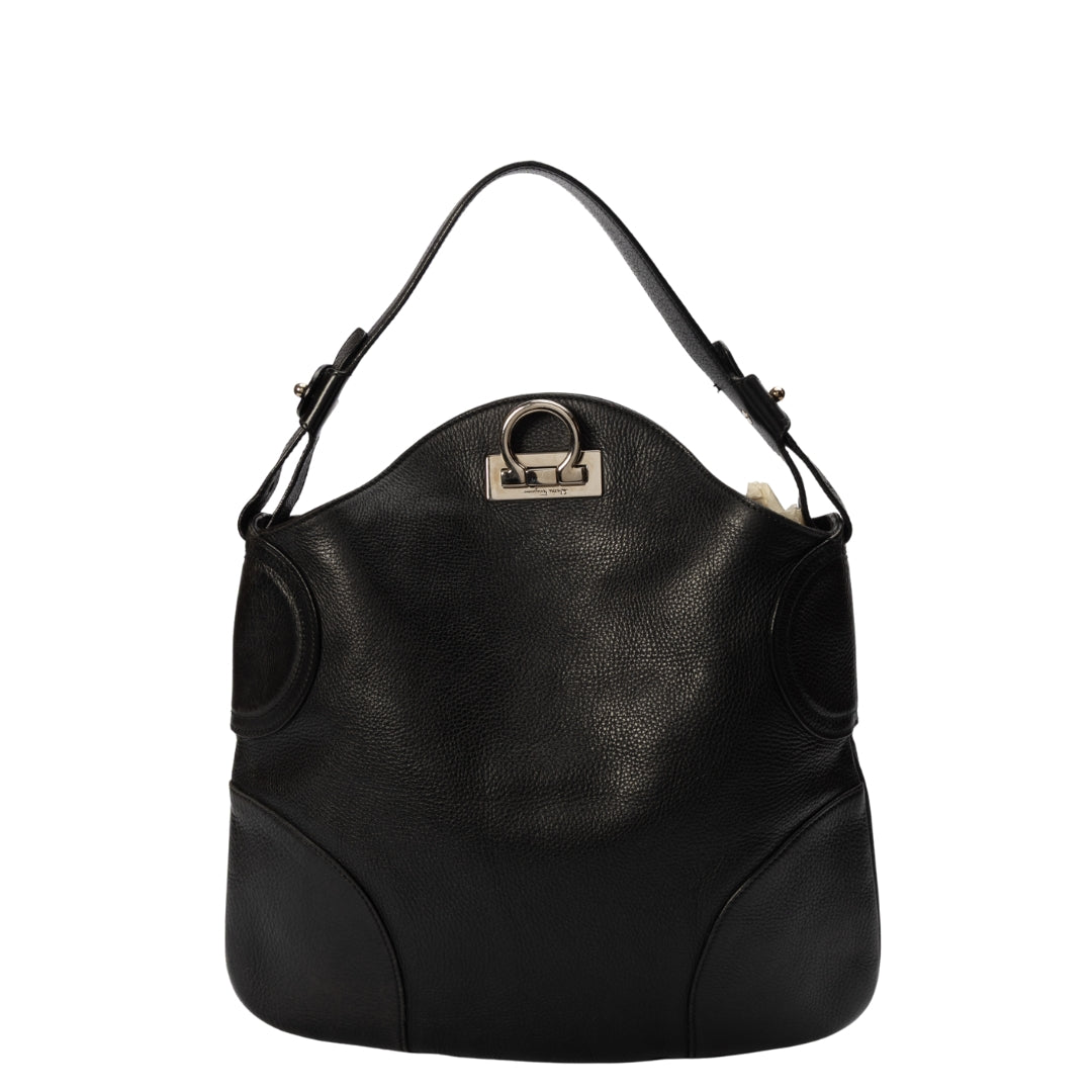 Salvatore Ferragamo Gancini Black Hobo Bag