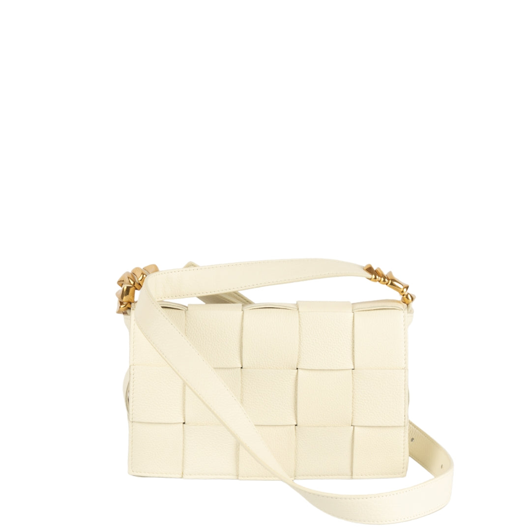 Bottega Veneta White Intrecciato Leather Cassette Crossbody Bag