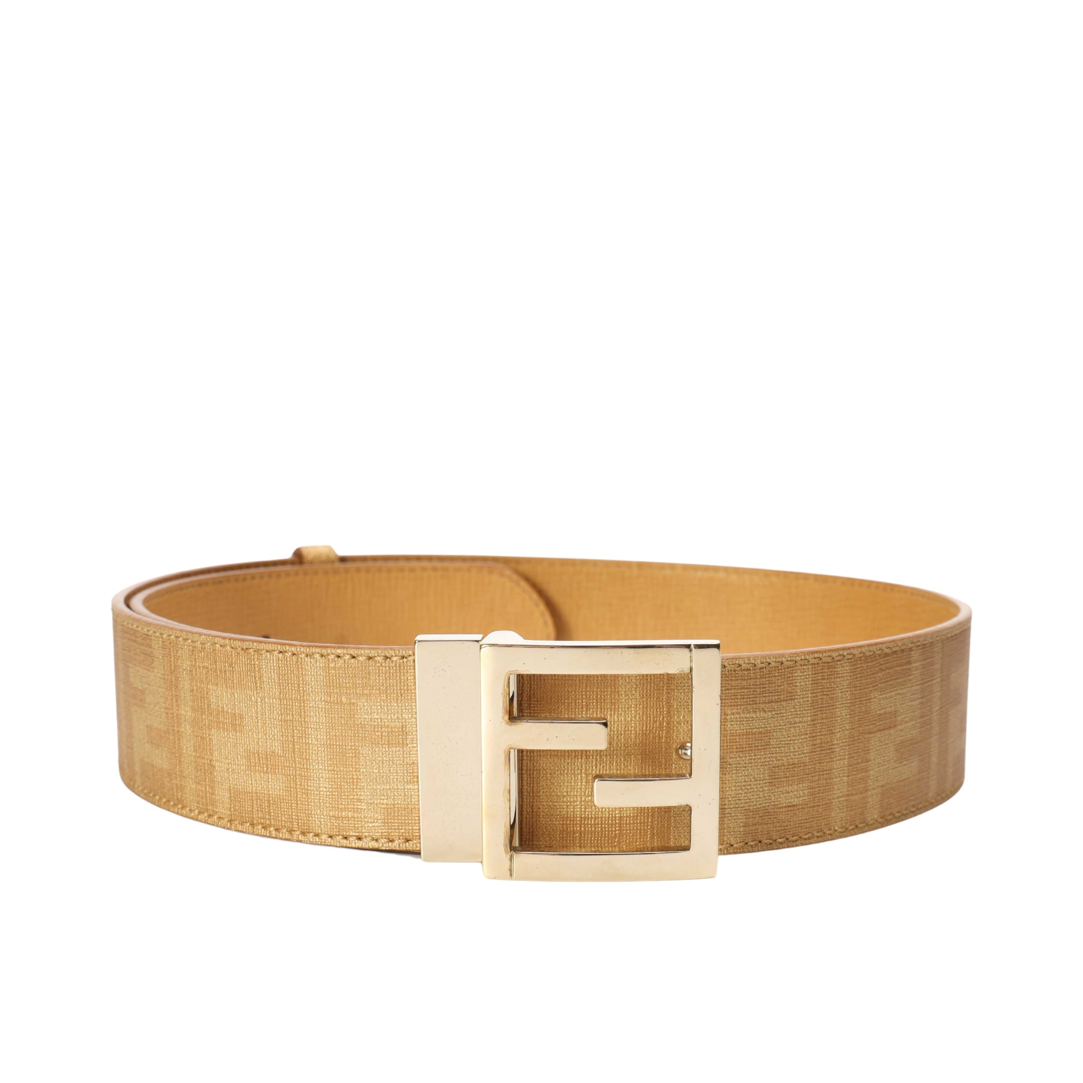 Fendi Beige Zucca Canvas FF Logo Belt