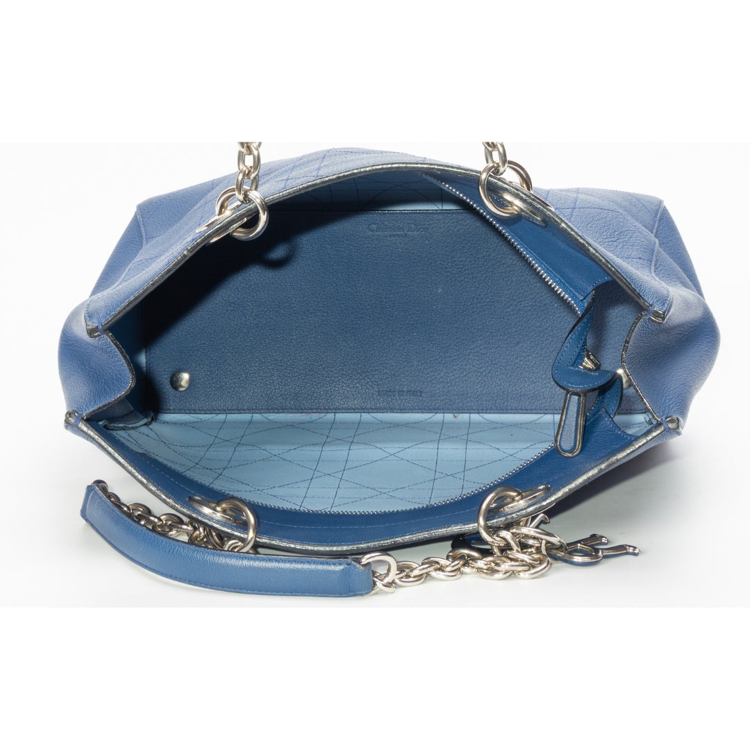 Dior Medium Calfskin Blue Cannage Tote