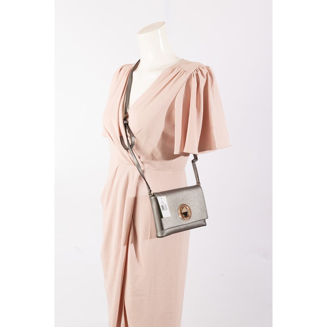 Kate Spade Grey Saffiano Leather Crossbody Bag