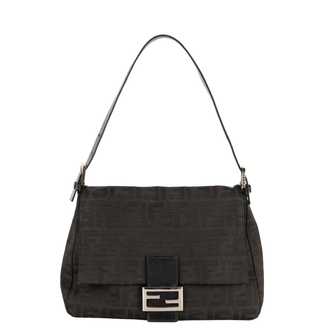 Fendi Black Zucca Mamma Forever Shoulder Bag