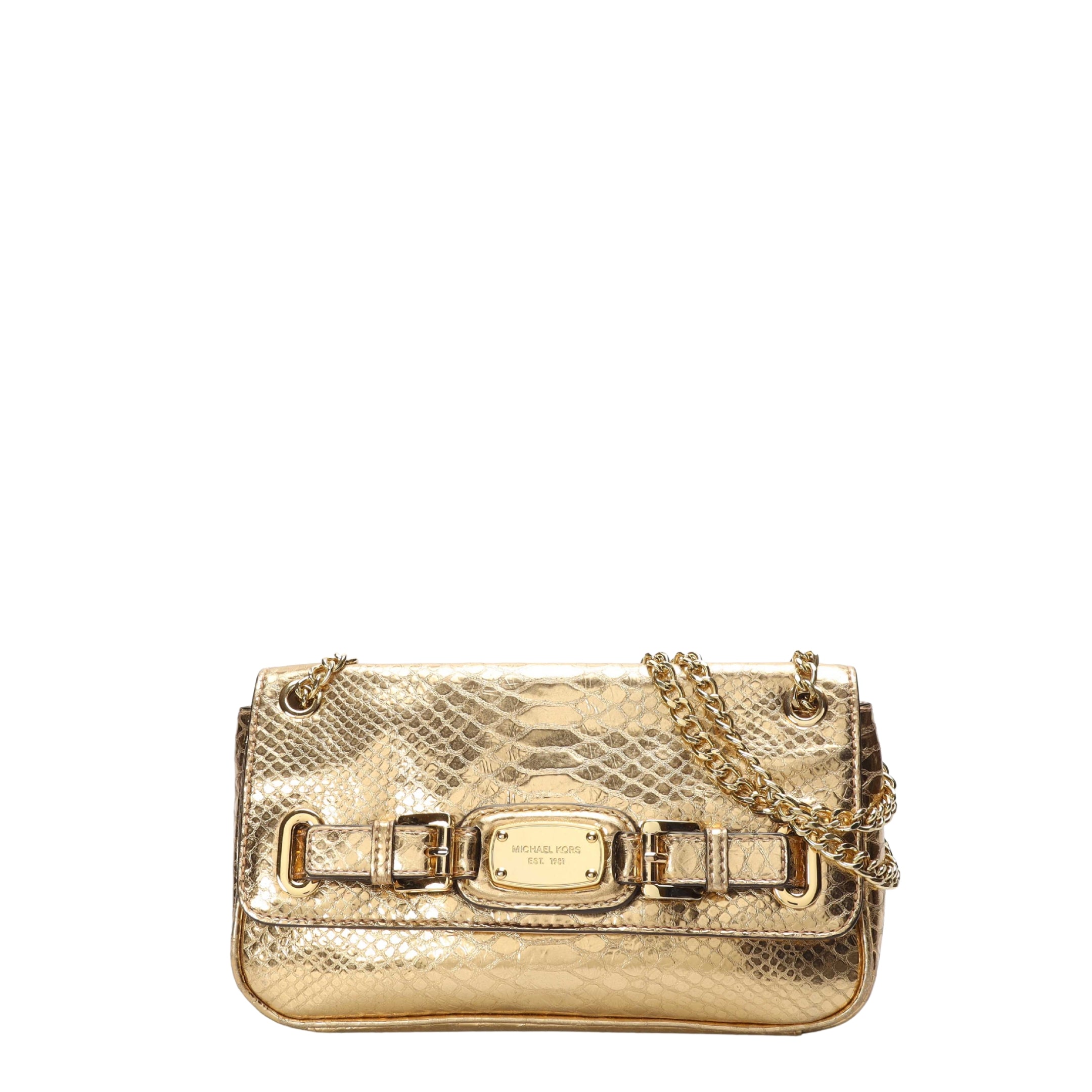 Michael Kors Gold Metallic Python Shoulder Bag