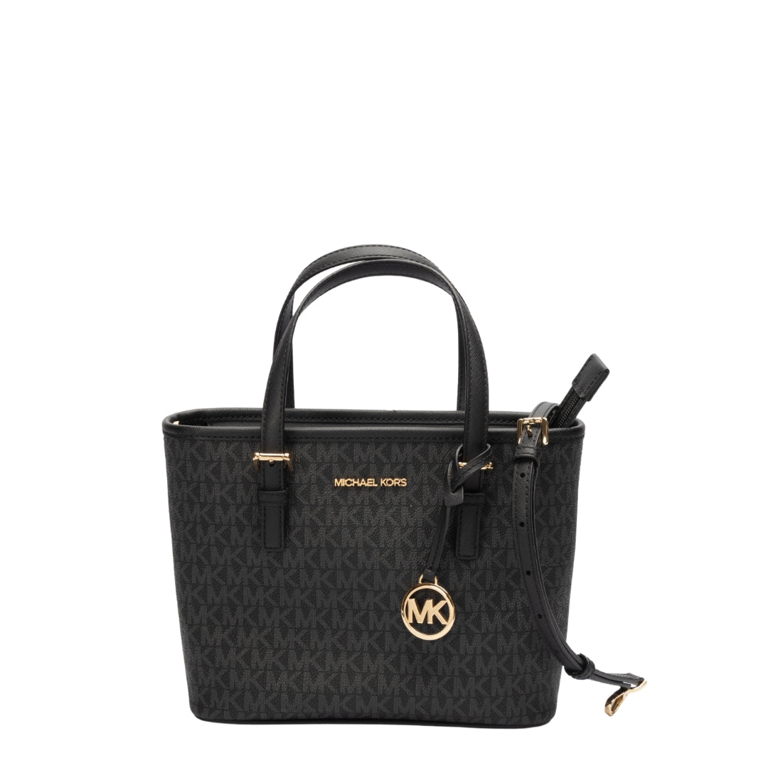 Michael Kors Black Jet Set Travel Logo Satchel