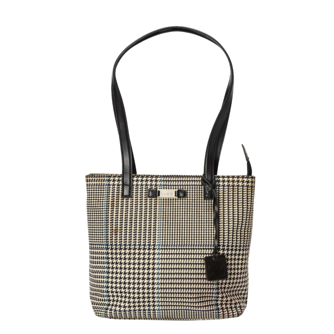 Ralph Lauren Houndstooth Print Canvas Shoulder Bag