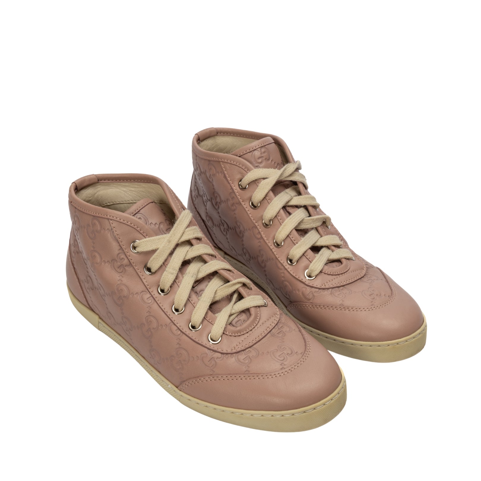 Gucci Pink Guccissima Lace High Top Sneakers