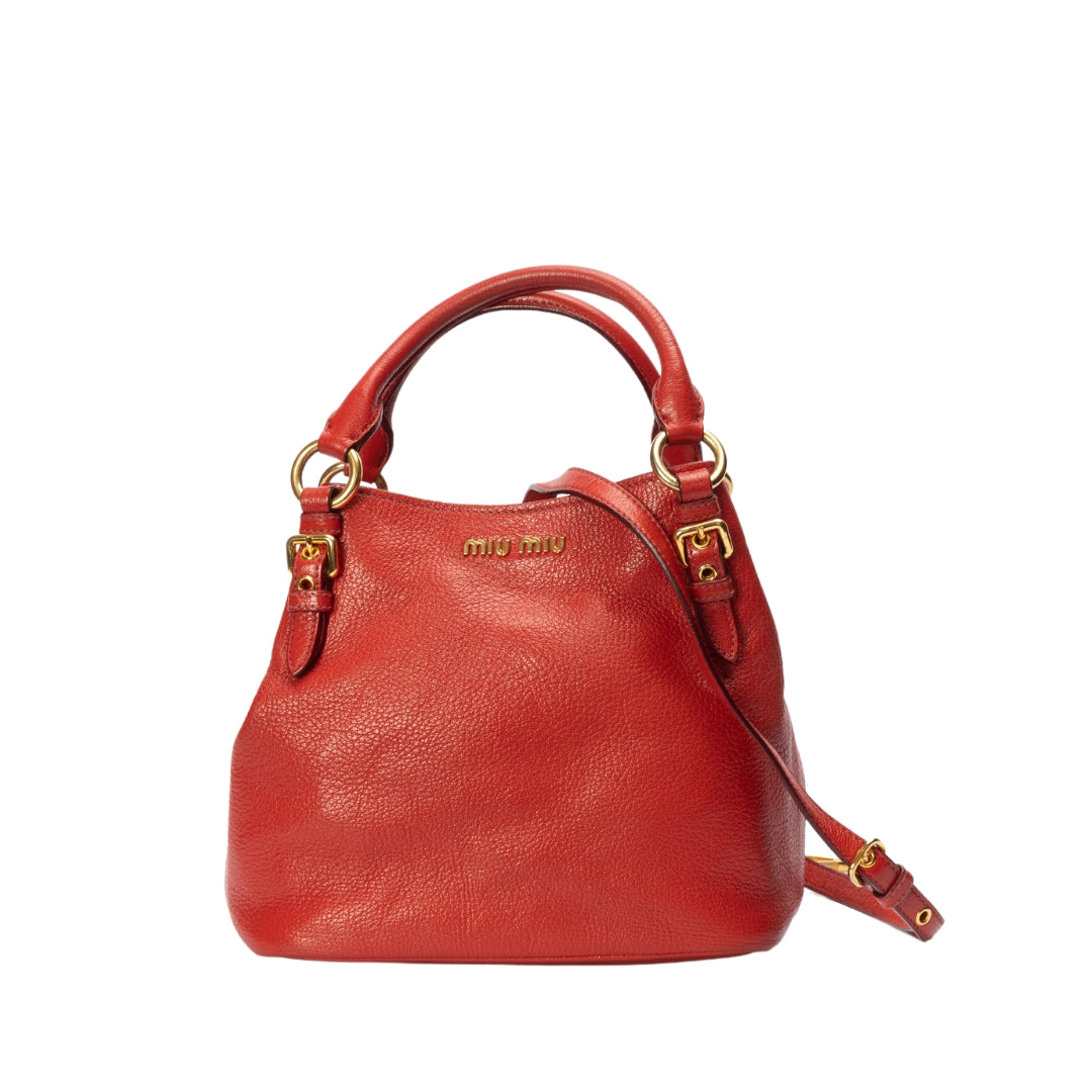 Miu Miu Red Leather Bucket Bag