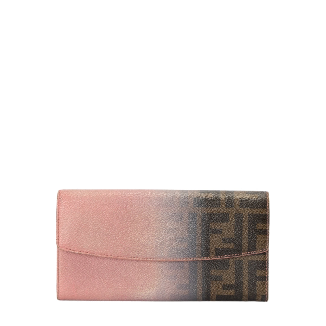 Fendi Pink Ombre Zucca Canvas Continental Wallet