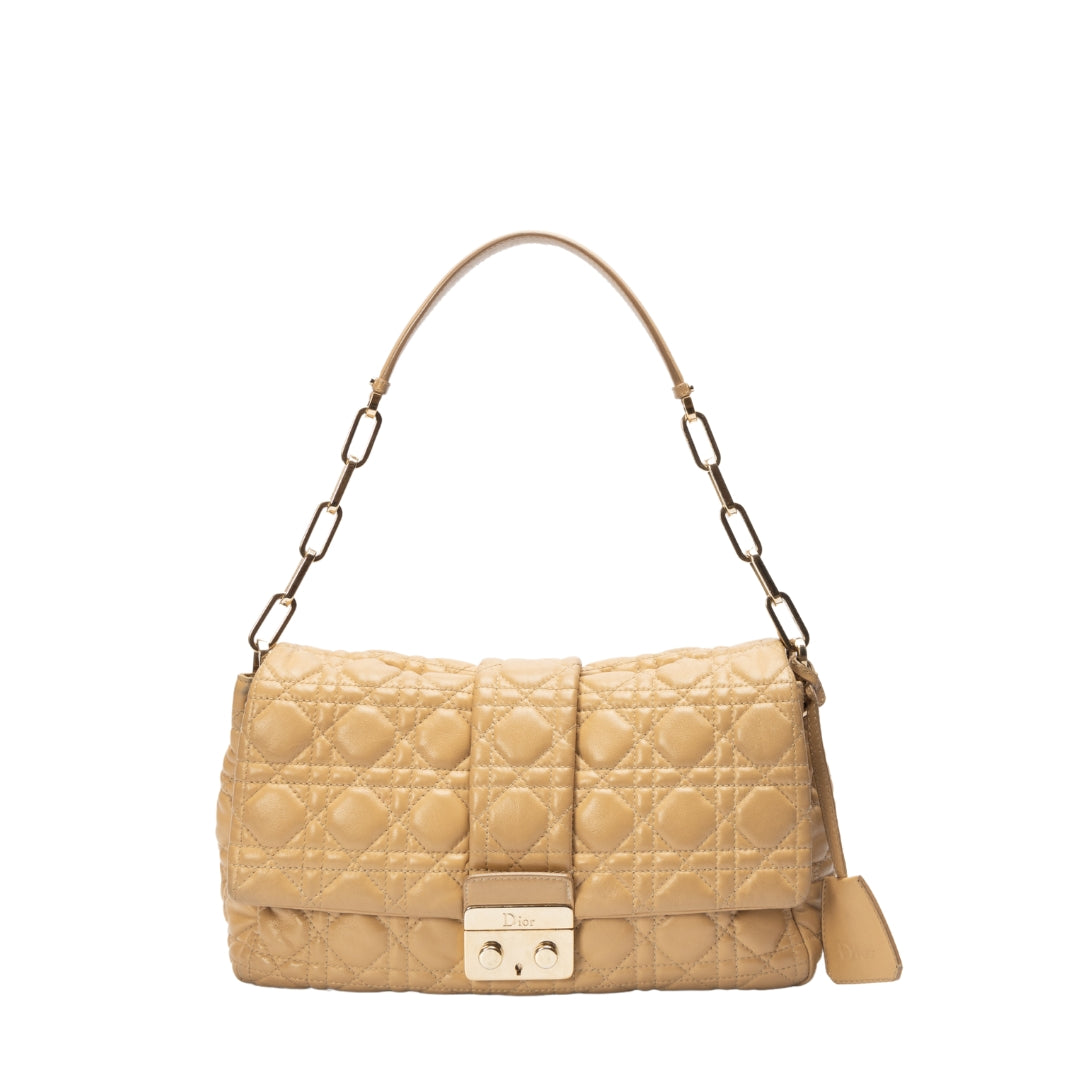 Dior Beige Cannage Leather New Lock Shoulder Bag