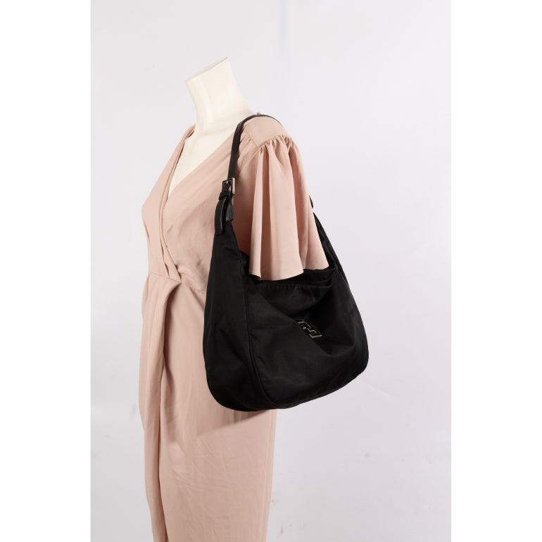 Fendi Leather-Trimmed Nylon Top Handle Bag