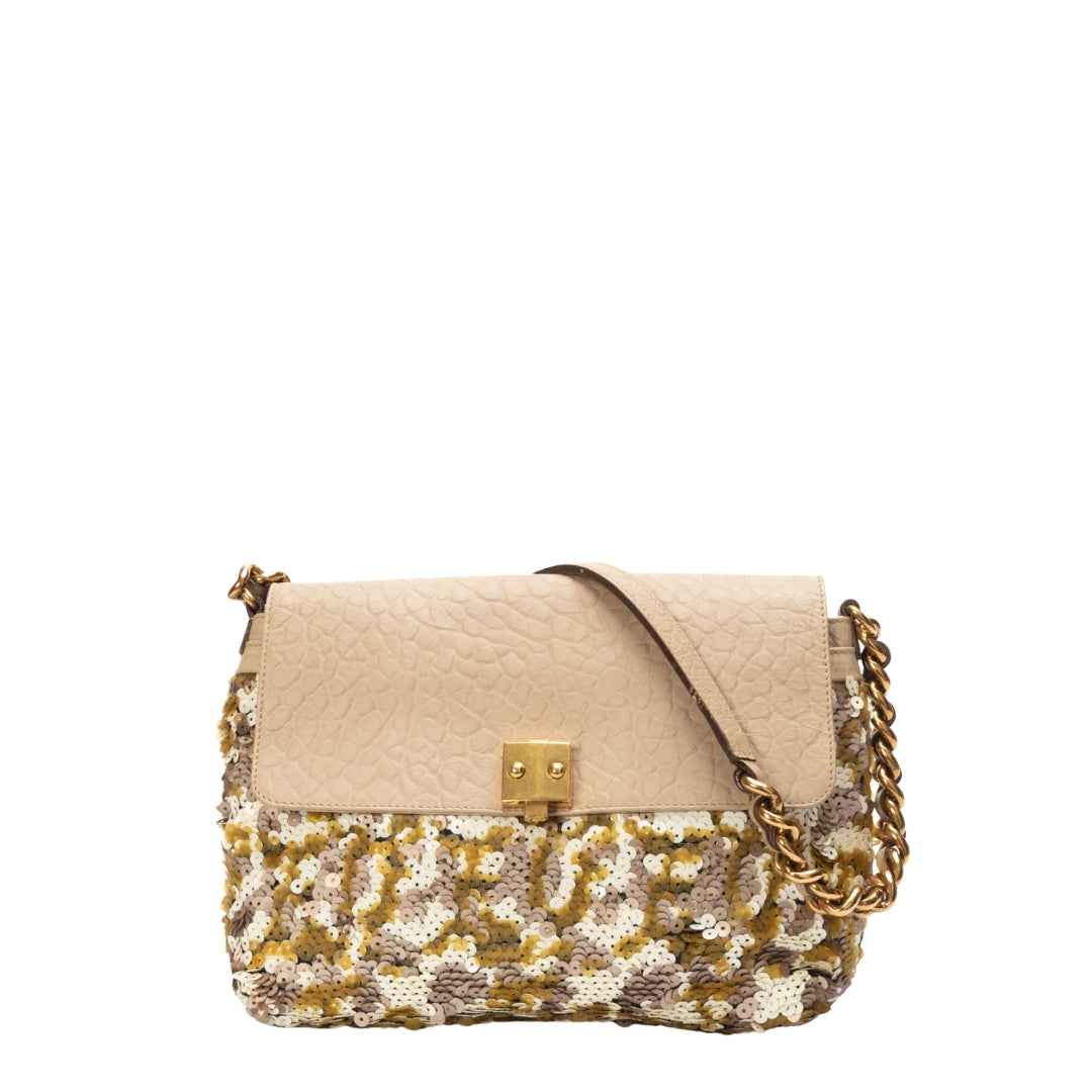 Marc Jacobs Leather-Trimmed Sequined Shoudler Bag