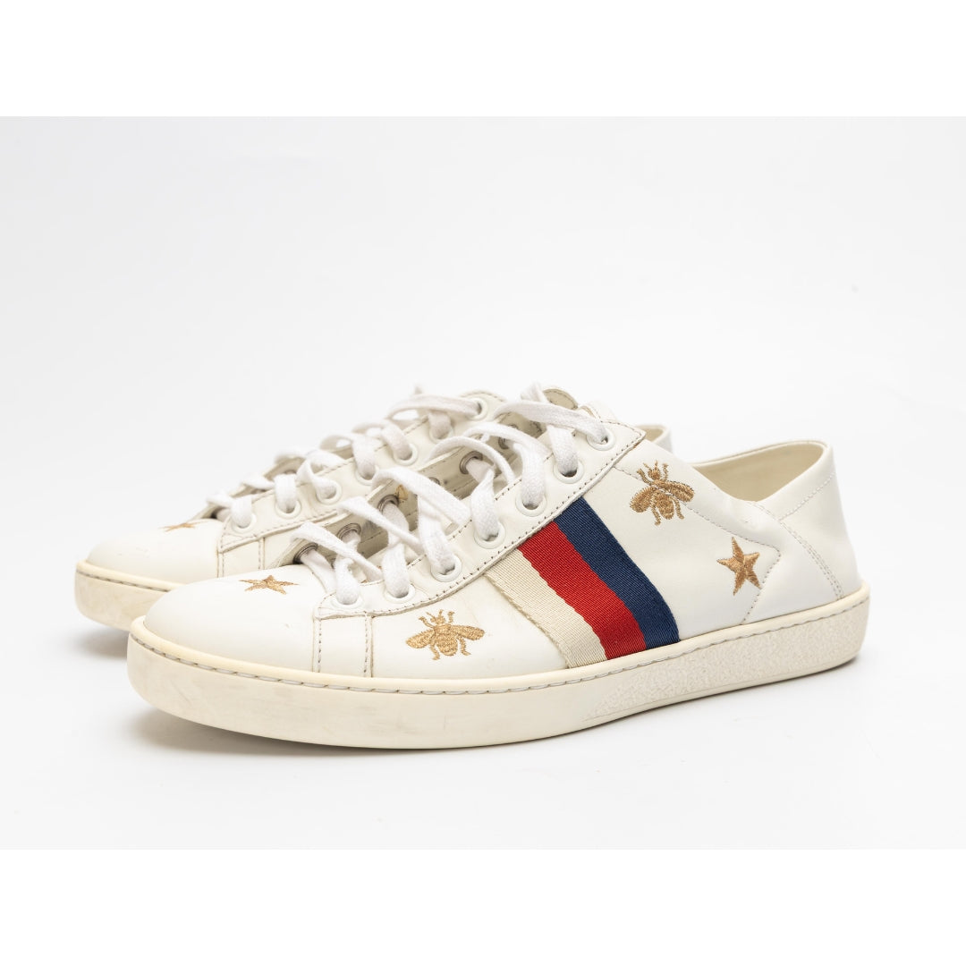 Gucci White Leather Ace Sneakers
