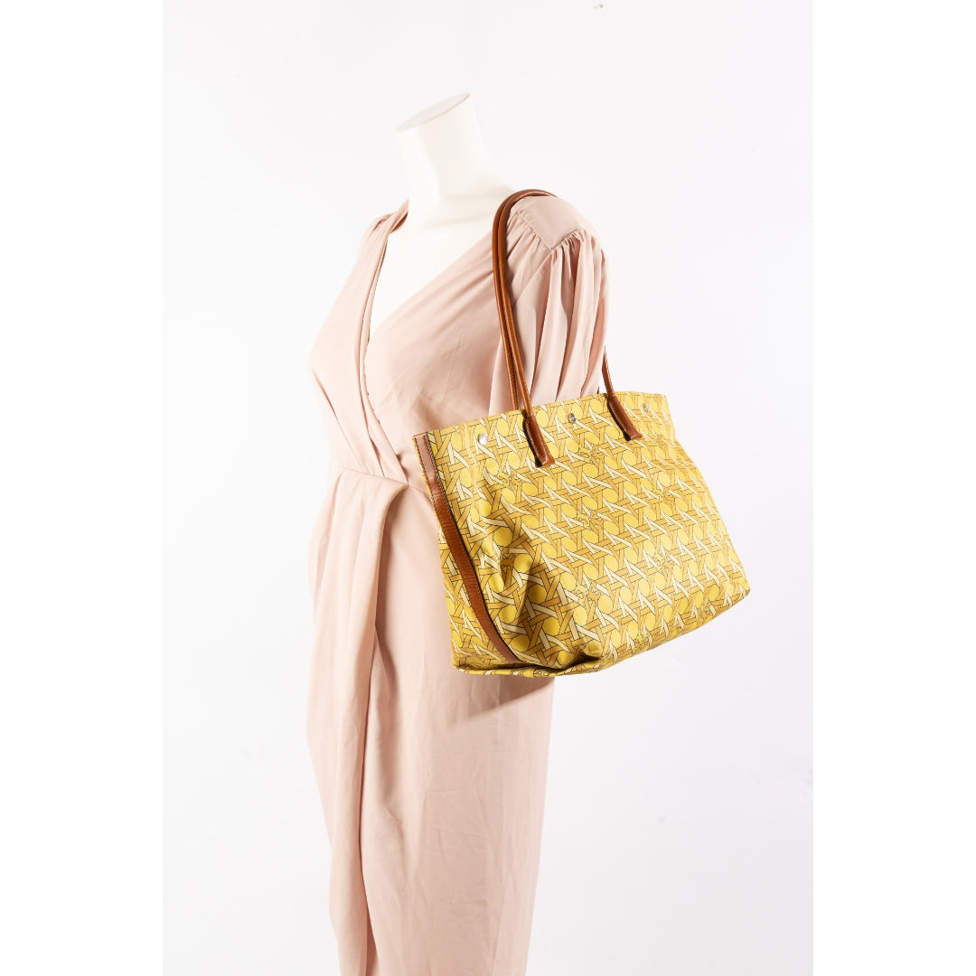 Tory Burch Canvas Basket-Weave Large Tote