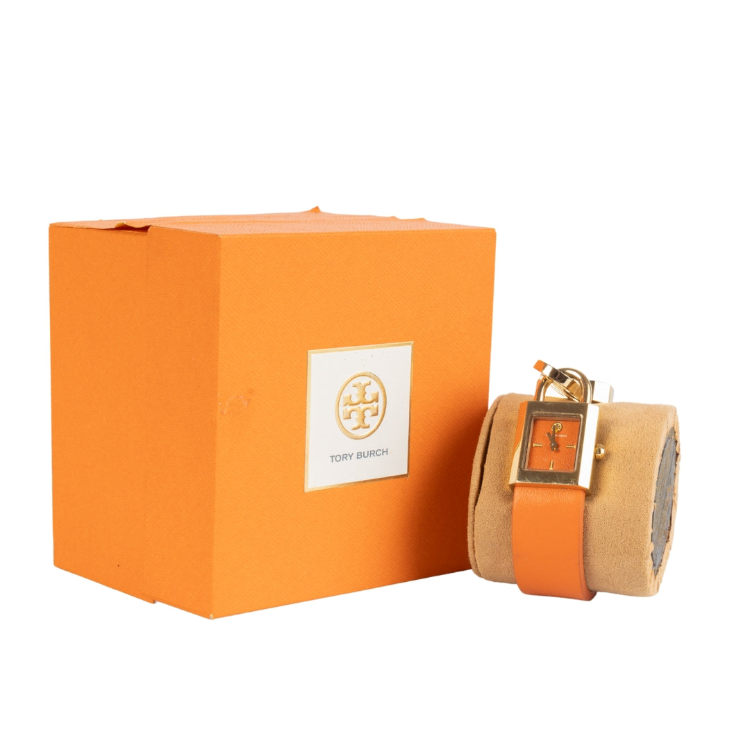 Tory Burch Surrey Orange Gold Tone Watch