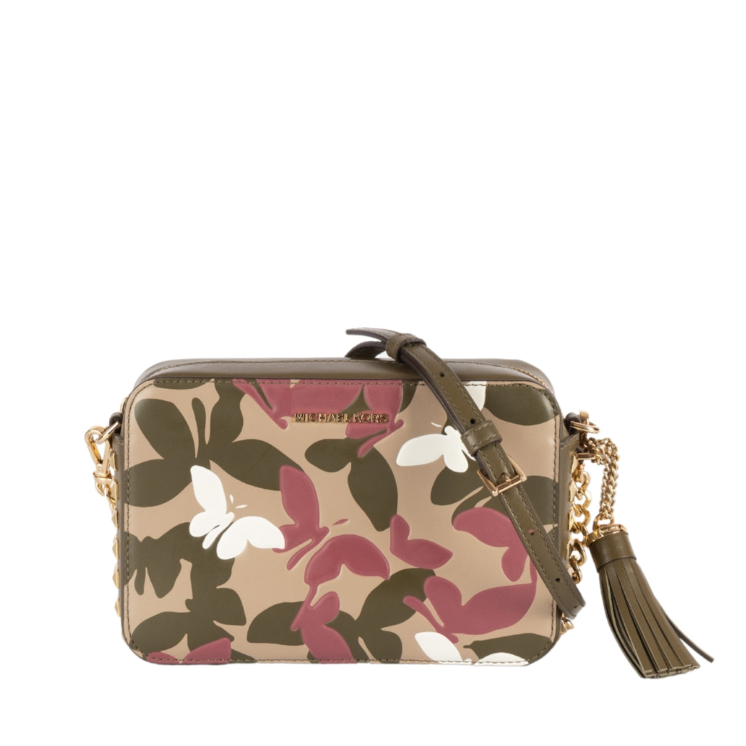 Michael Kors Ginny Medium Butterfly Camo Leather Crossbody Bag