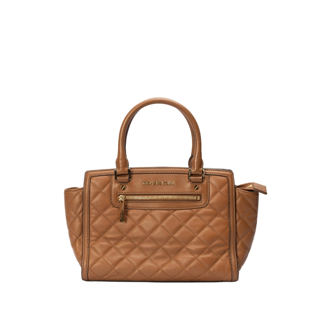 Michael Kors Brown Quilted Leather Selma Satchel