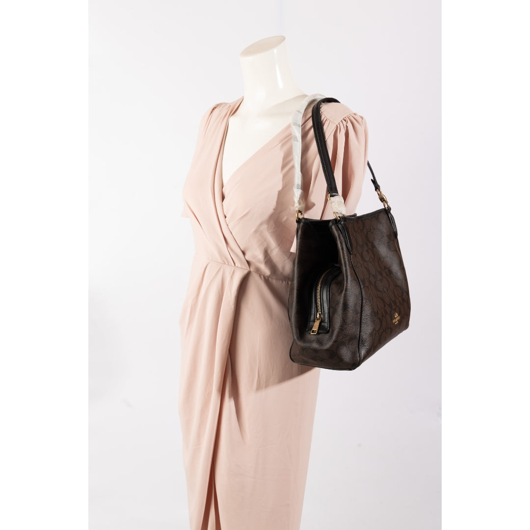 Coach Signature Canvas Hallie Shoulder Bag