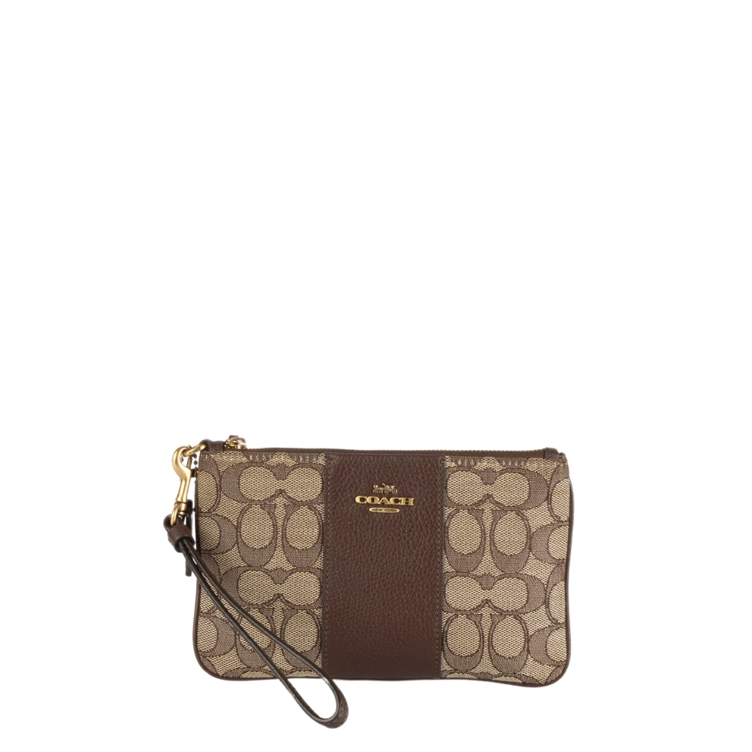 Coach Signature Canvas Zip Wristlet