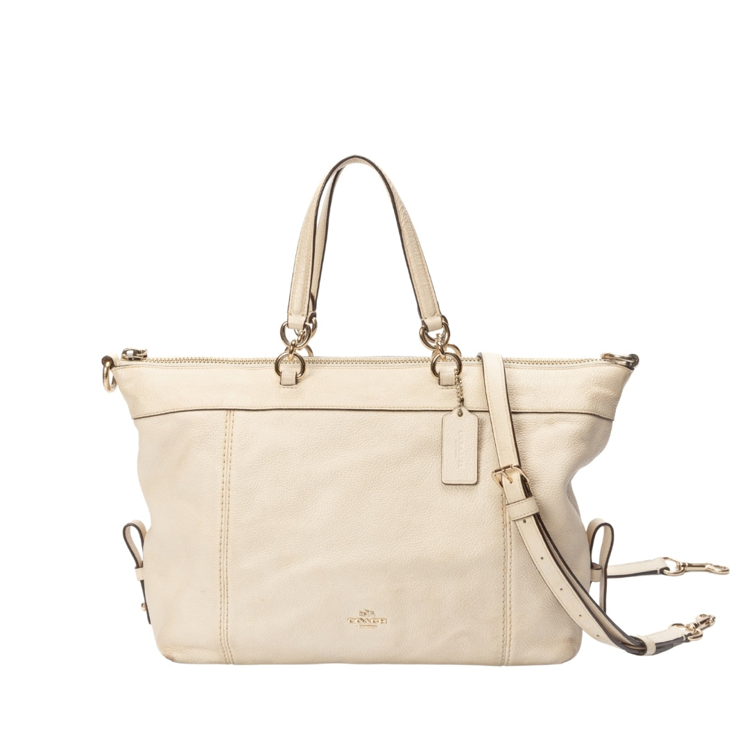 Coach Lenox Pebble Leather Cream Satchel