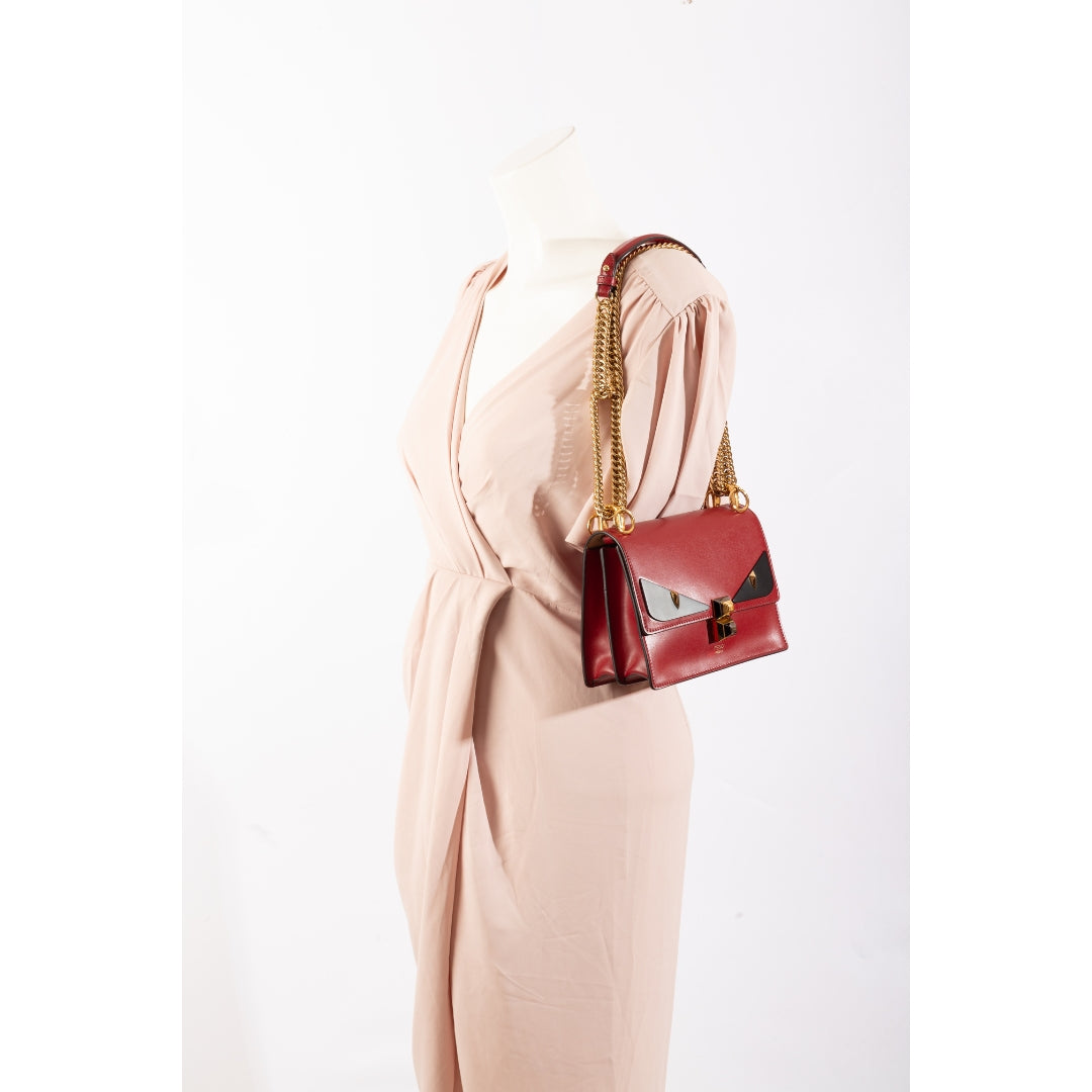 Fendi Vitello Monster Eyes Studded Kan Shoulder Bag