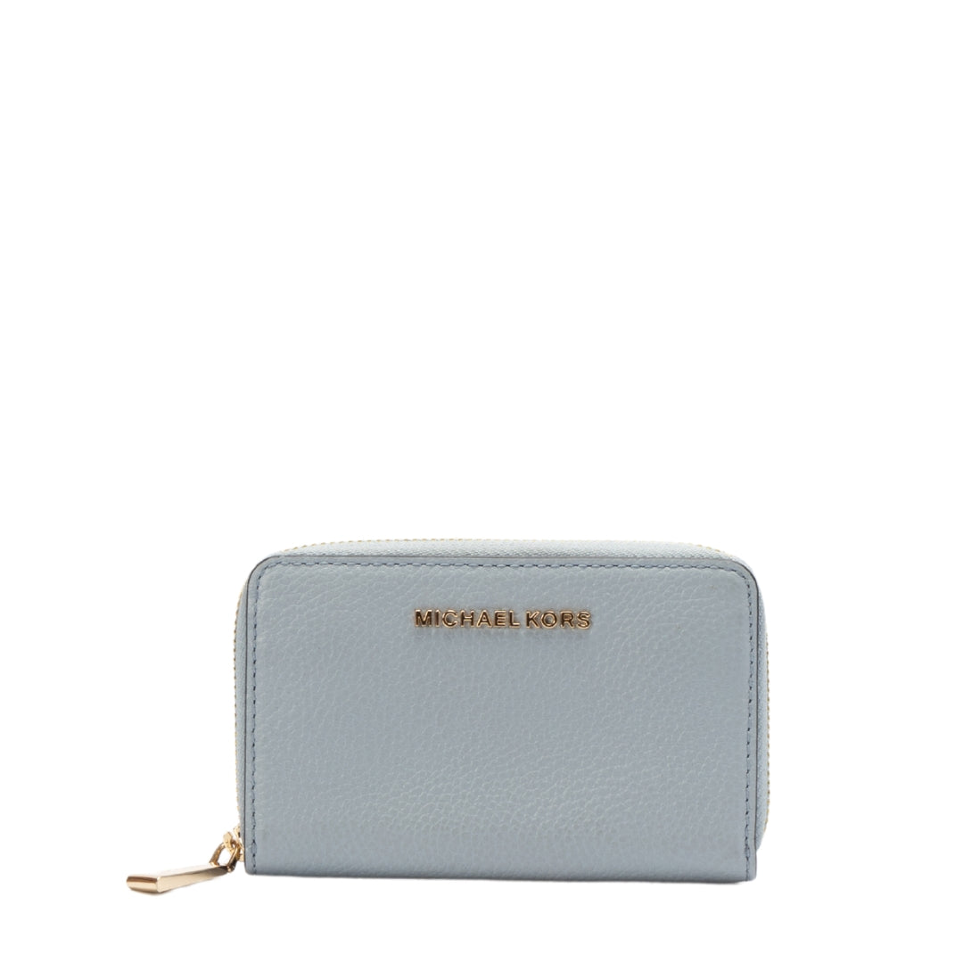 Michael Kors Pale Blue Jet Set Small Leather Zip Around Wallet