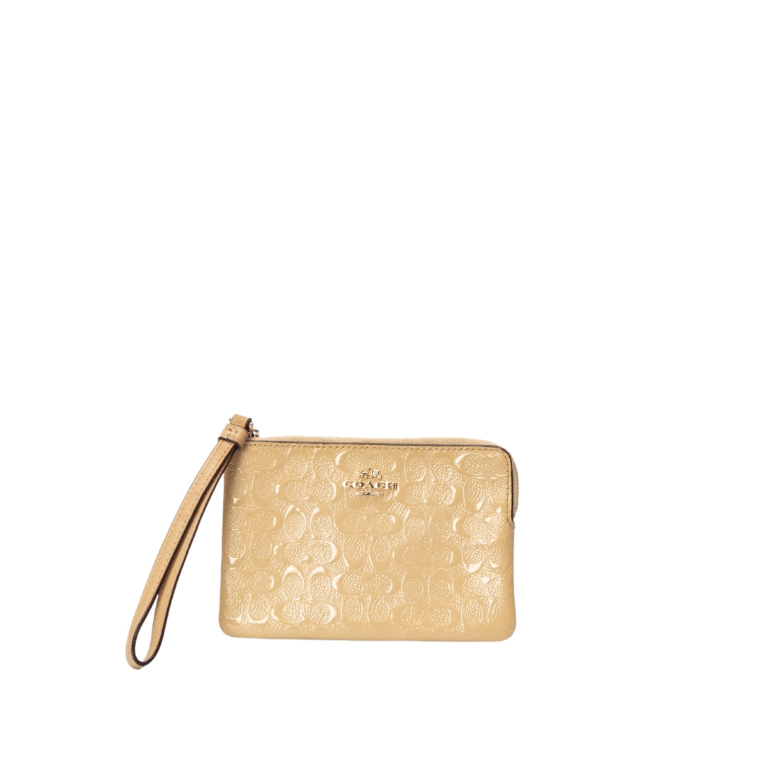 Coach Beige Patent Leather Wristlet