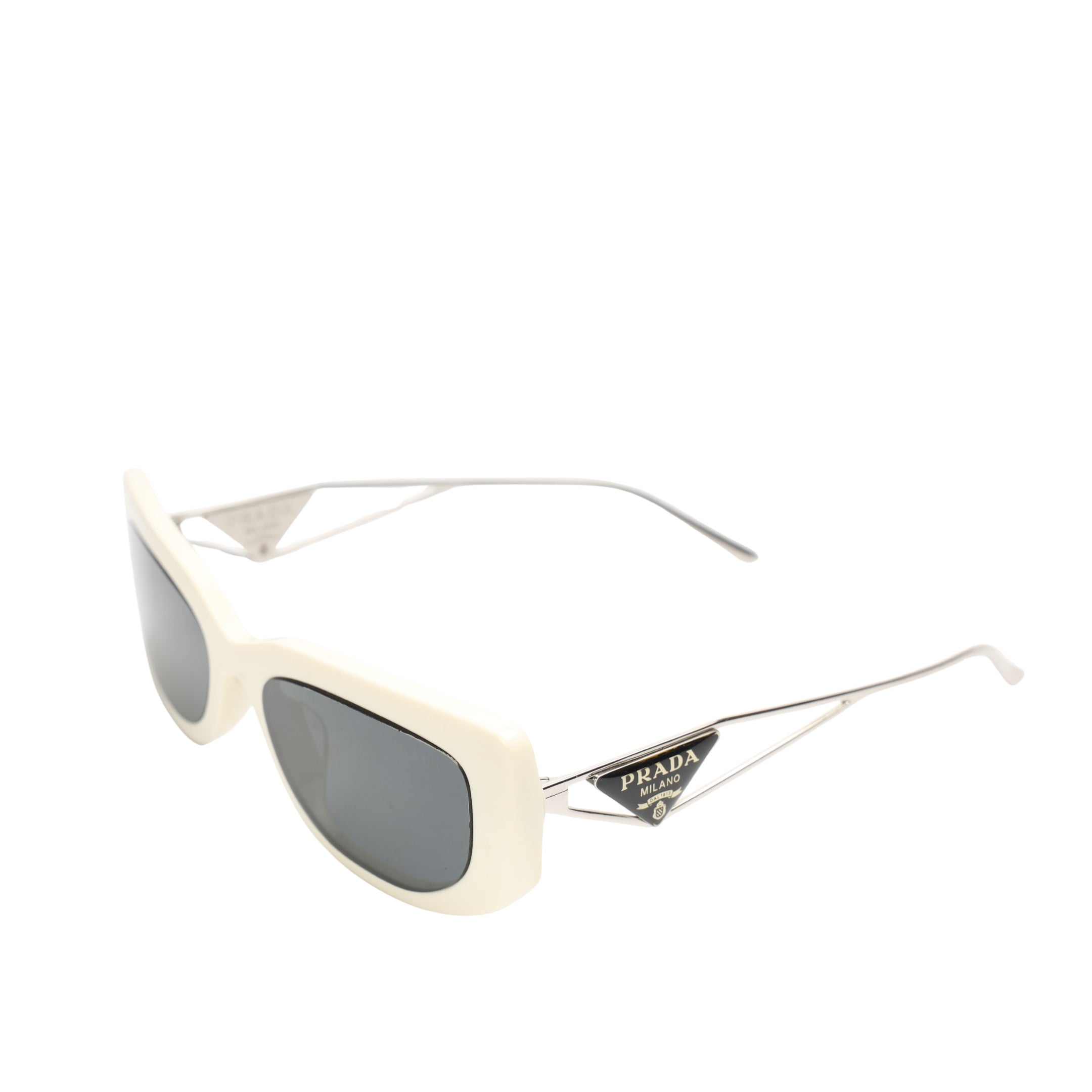 Prada White Logo Frame Rectangle Sunglasses
