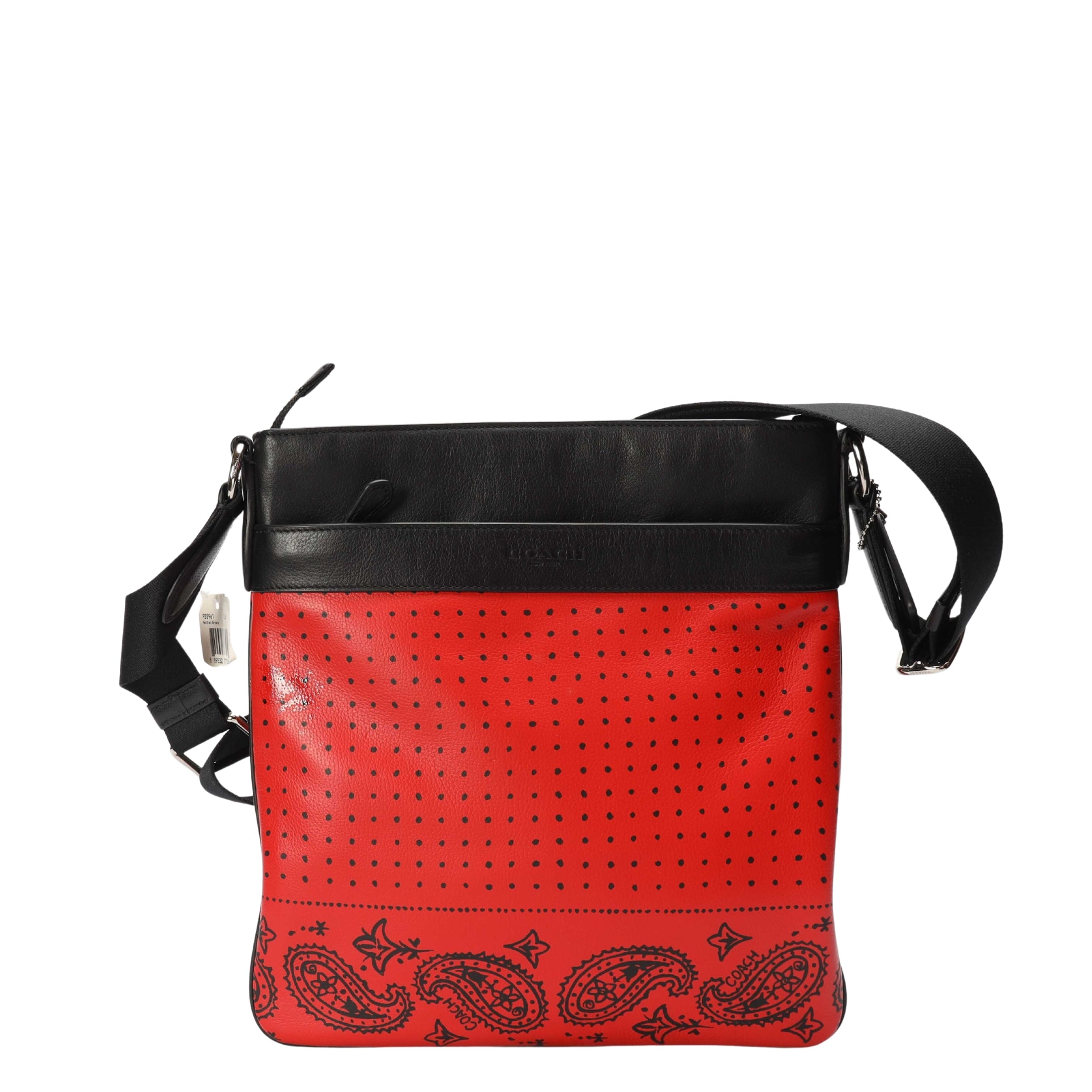 Coach Red & Black Bandana Print Messenger Bag