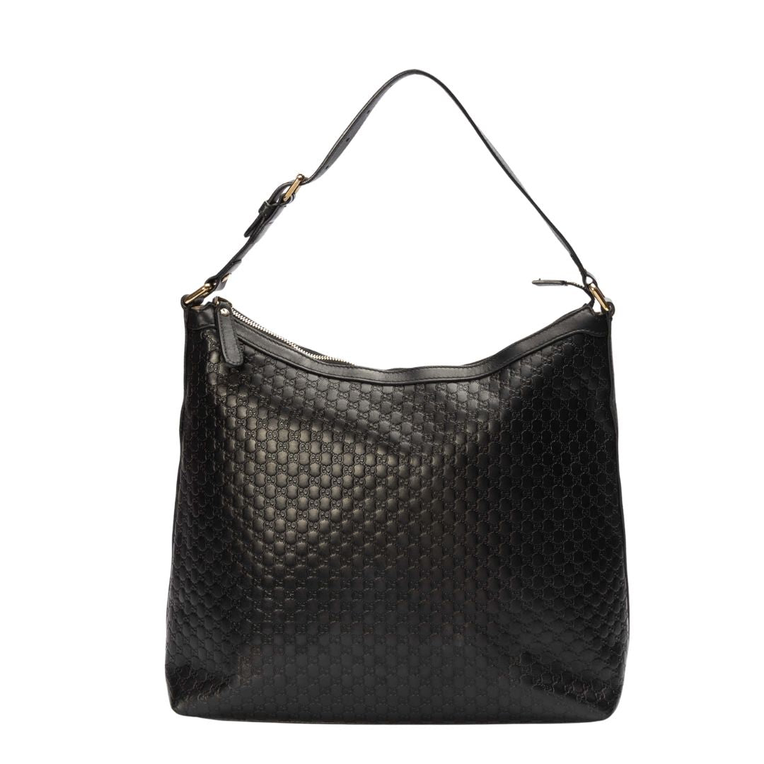 Gucci Black Microguccissima Leather Hobo Bag