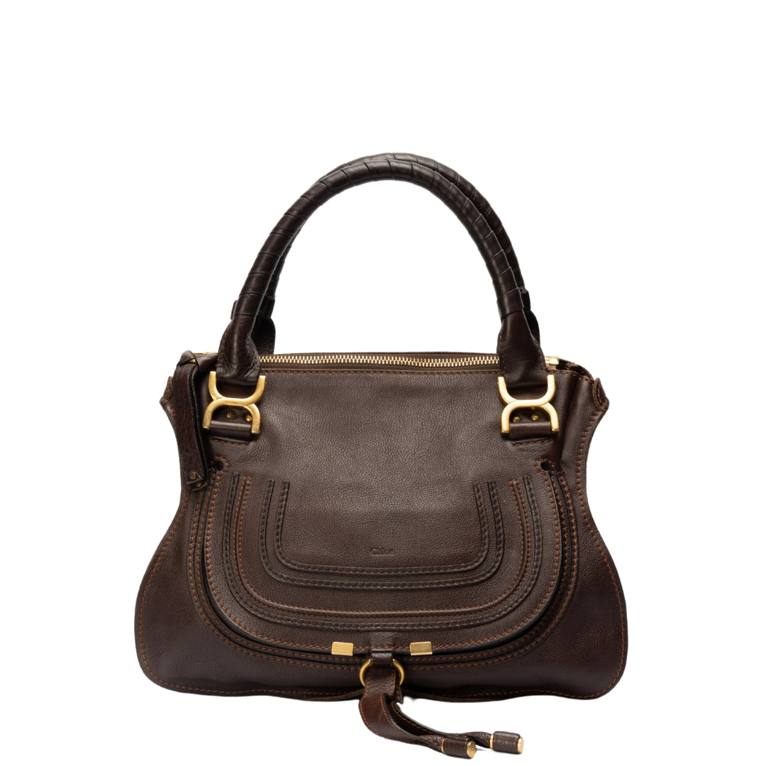 Chloe Burgundy Leather Medium Marcie Shoulder Bag