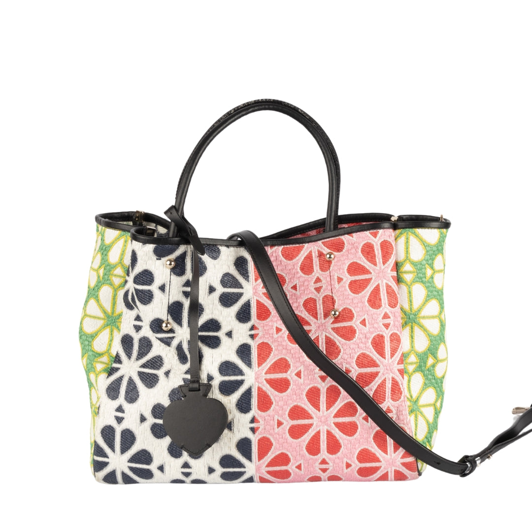 Kate Spade Jacquard Flower Raffia Tote Bag