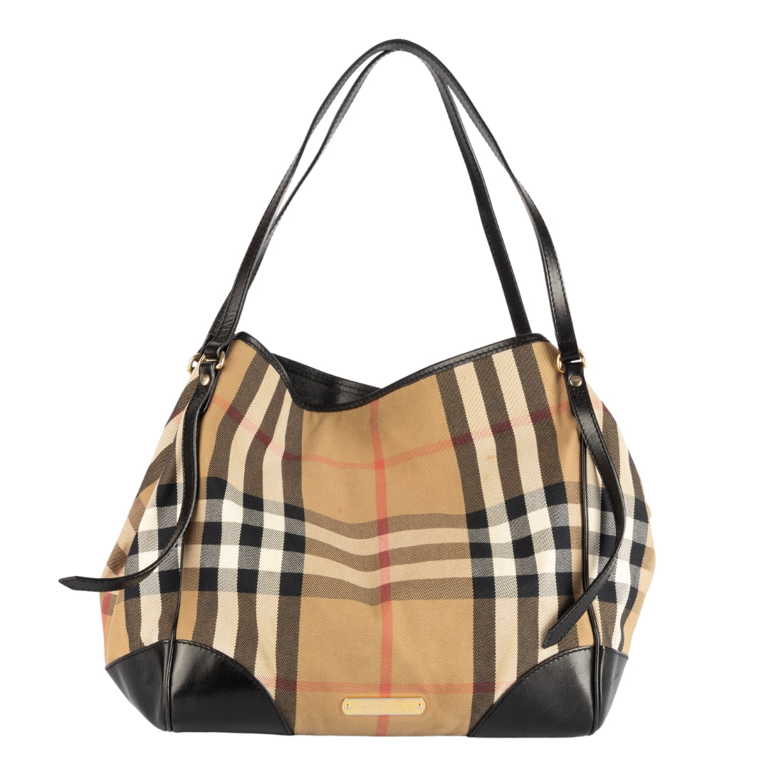 Burberry Haymarket Check Coated Canvas and Leather Canterbury Tote