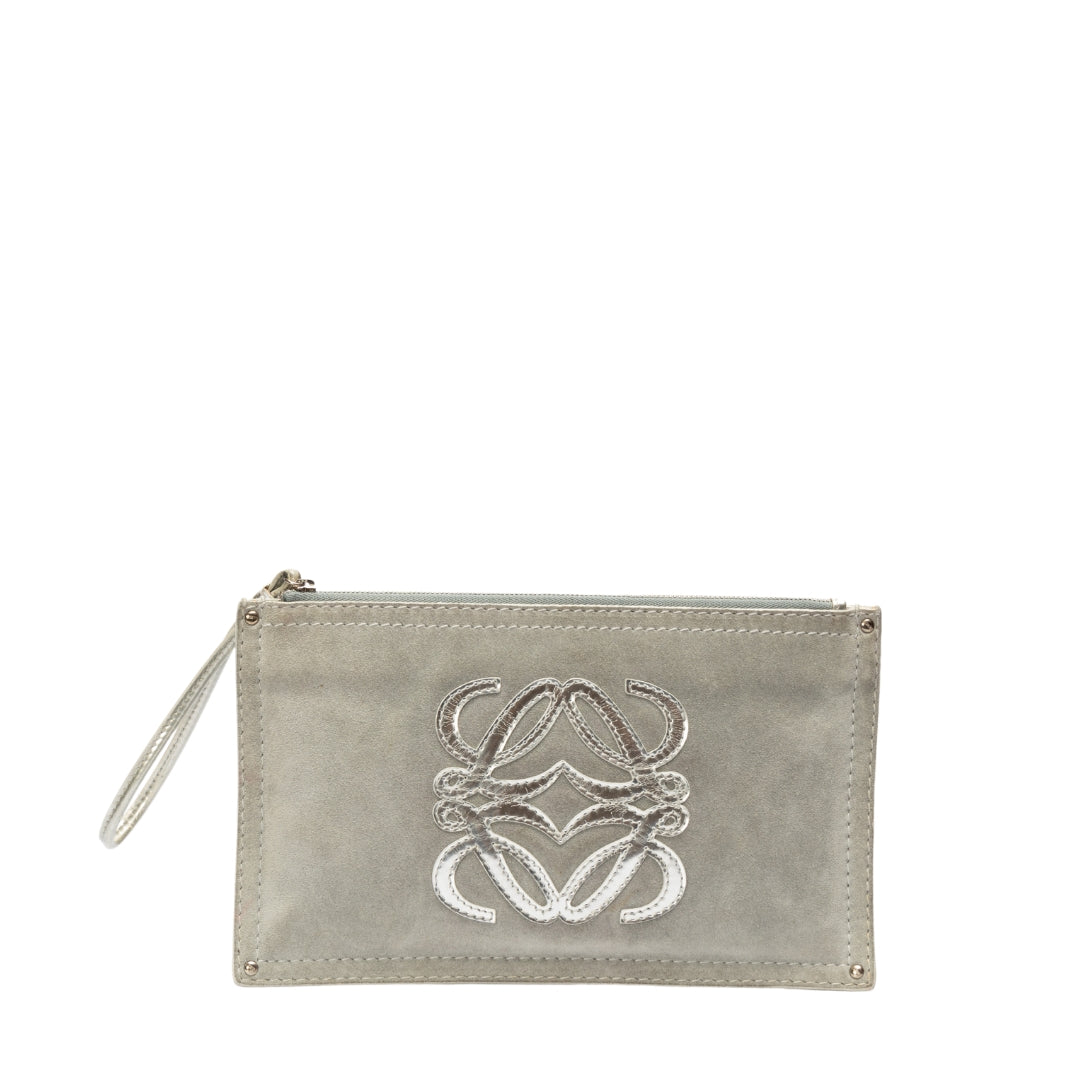 Loewe Grey Suede Wristlet