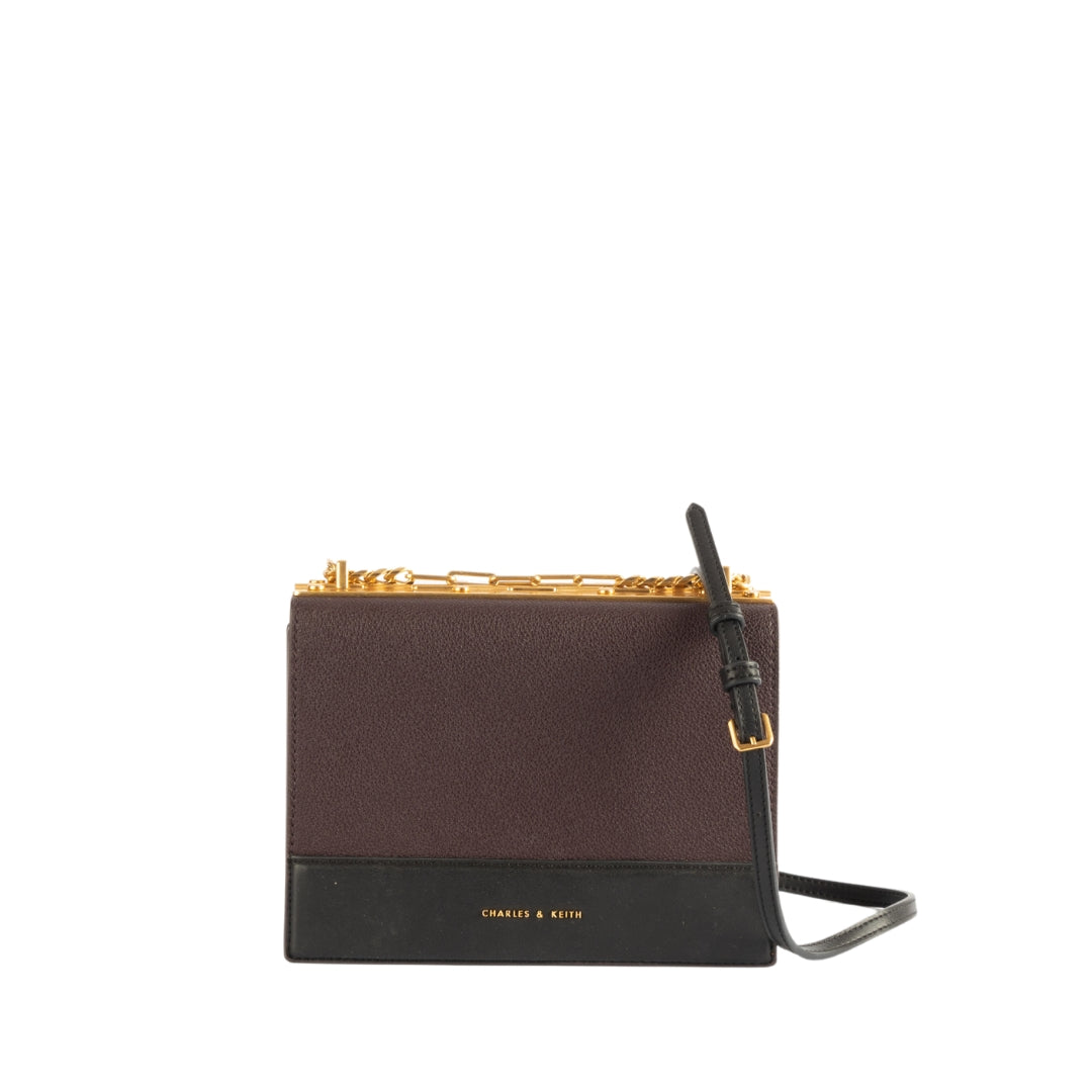 Charles & Keith Contrast Detail Boxy Crossbody Bag