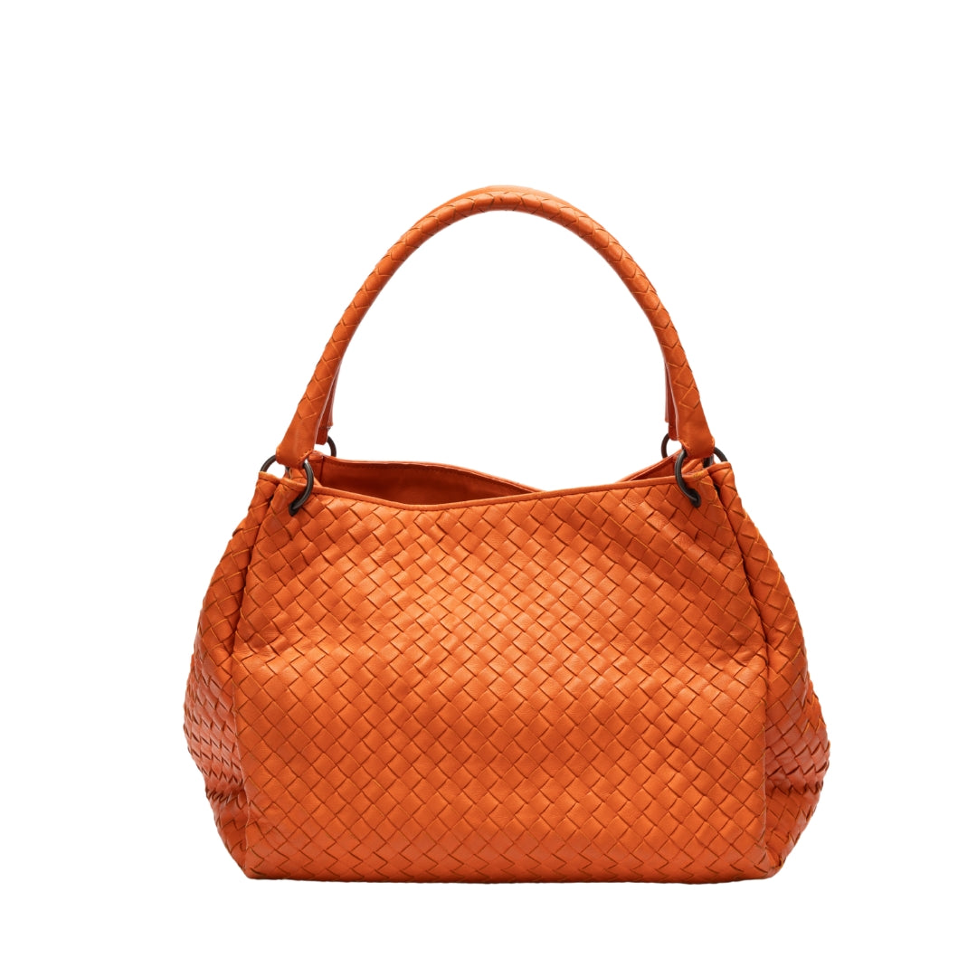 Bottega Veneta Orange Intrecciato Woven Nappa Leather Parachute Bag