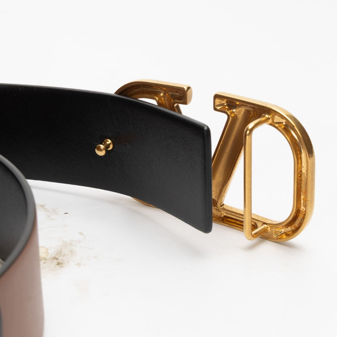 Valentino Black & Brown Leather Reversible Belt