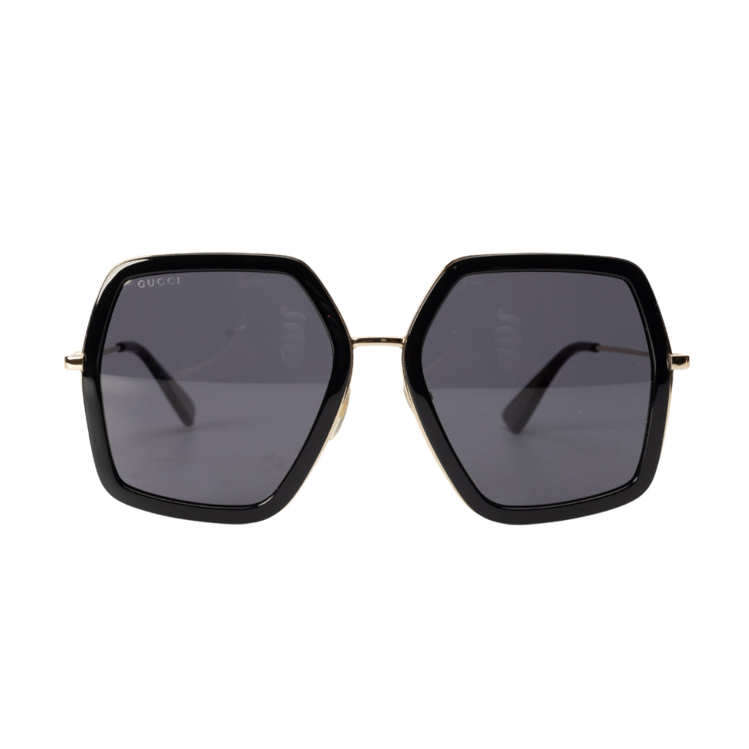 Gucci Gold Tone/ Grey Oversized Sunglasses