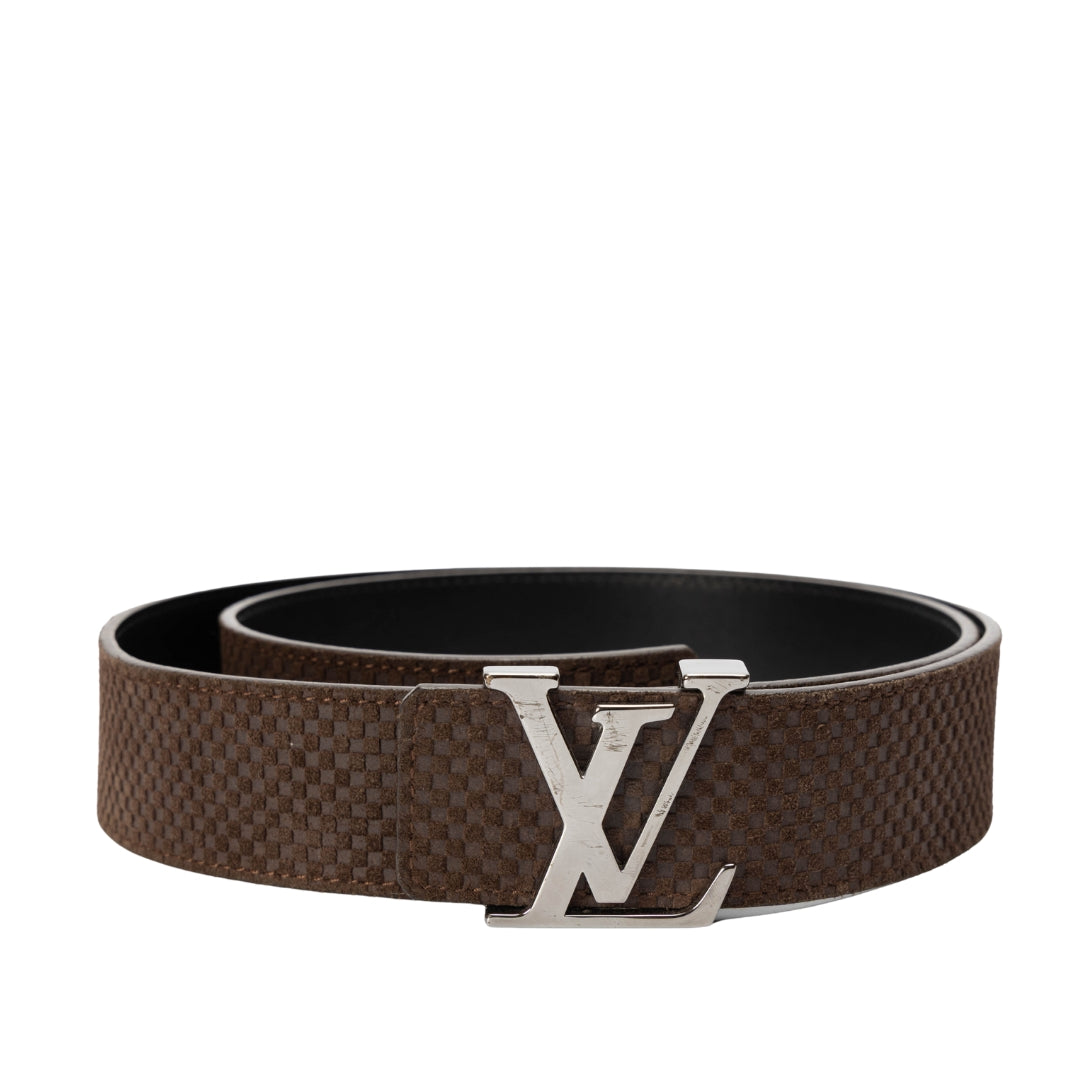 Louis Vuitton Brown Damier Suede Logo Belt